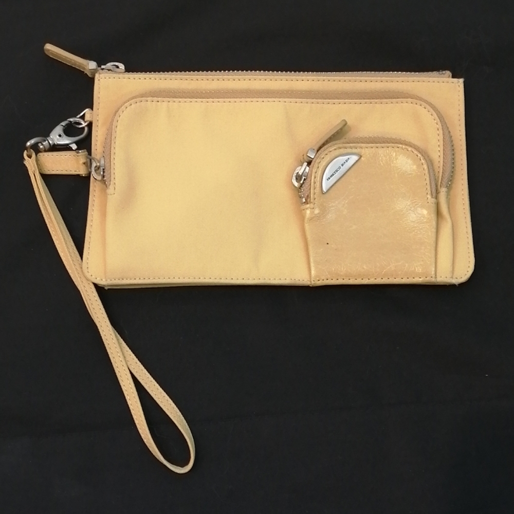 Francesco Biasia Nylon Leather Wristlet Clutch